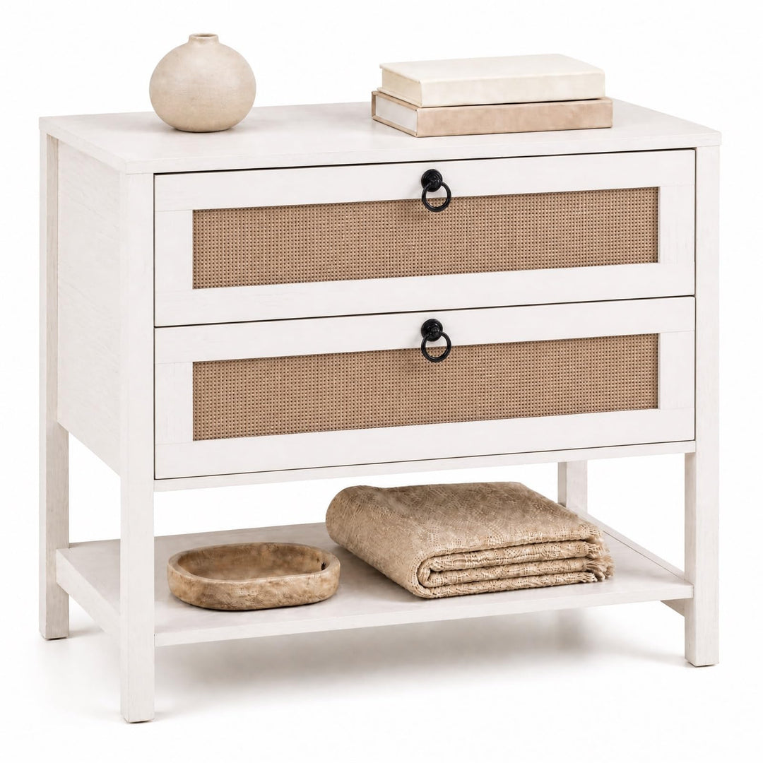 GIANTEX 27" Wide Rattan Nightstand with 2 Drawers (1/2)