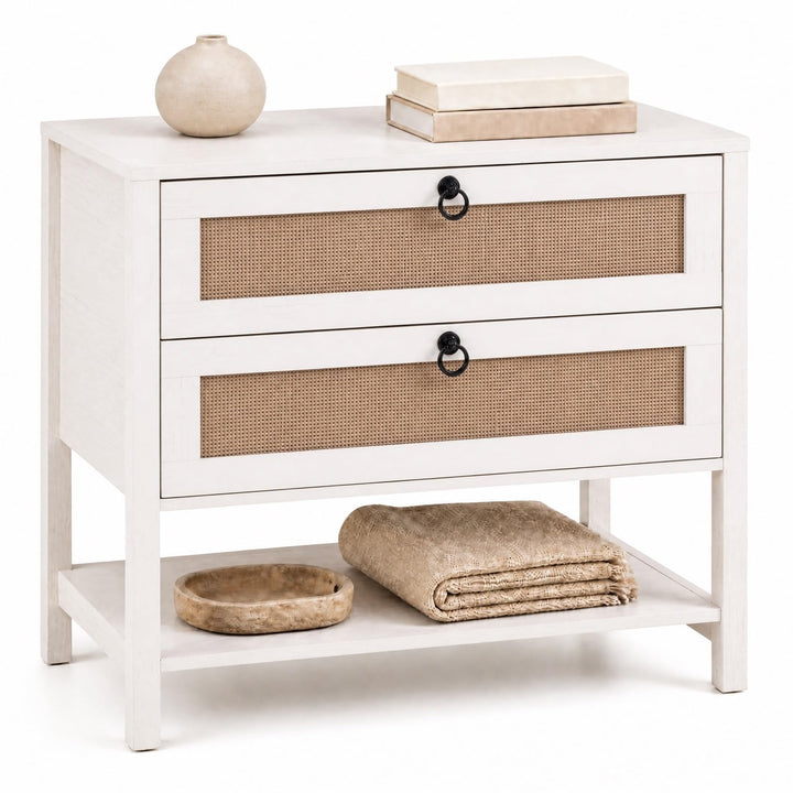 GIANTEX 27" Wide Rattan Nightstand with 2 Drawers (1/2)