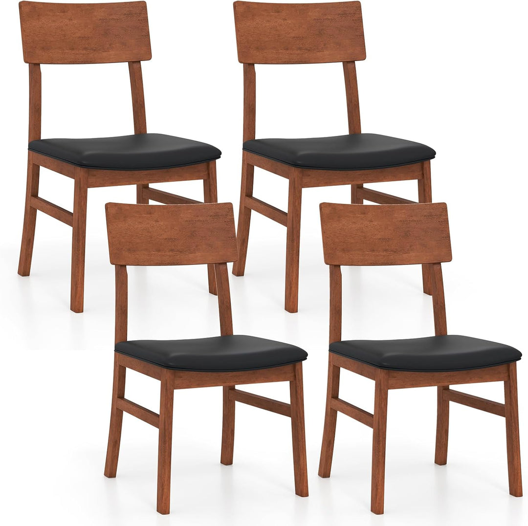 Giantex Wooden Dining Chairs Set Kitchen Side Chairs w/Rubber Wood Legs Faux Leather Upholstered Seat