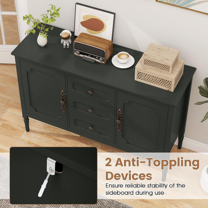 GIANTEX 47" Buffet Cabinet with Storage  3-Drawer Sideboard Cabinet