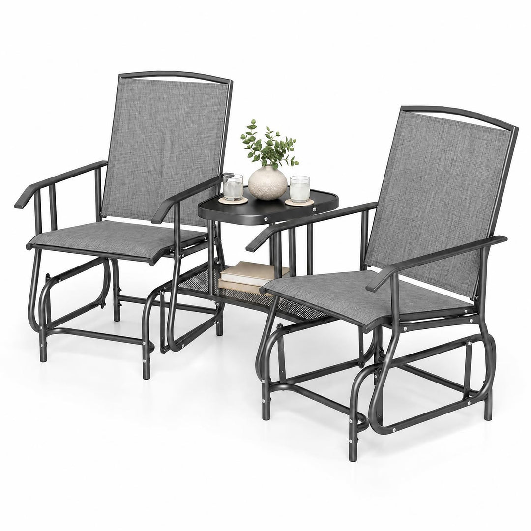 Giantex Outdoor Glider Chairs with Table &amp; Umbrella Hole