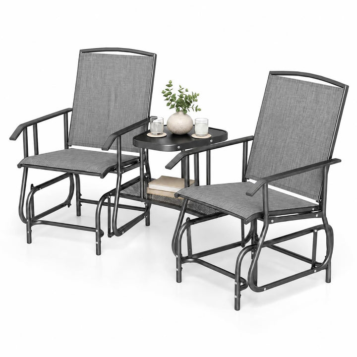 Giantex Outdoor Glider Chairs with Table &amp; Umbrella Hole