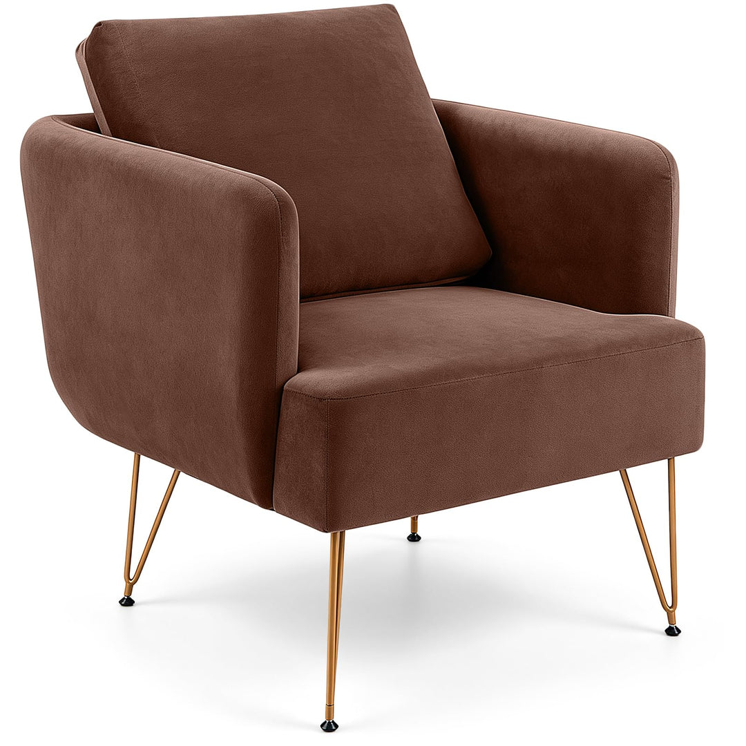 GIANTEX Modern Upholstered Arm Chair w/Golden Metal Legs &amp; Back Cushion (1/2)