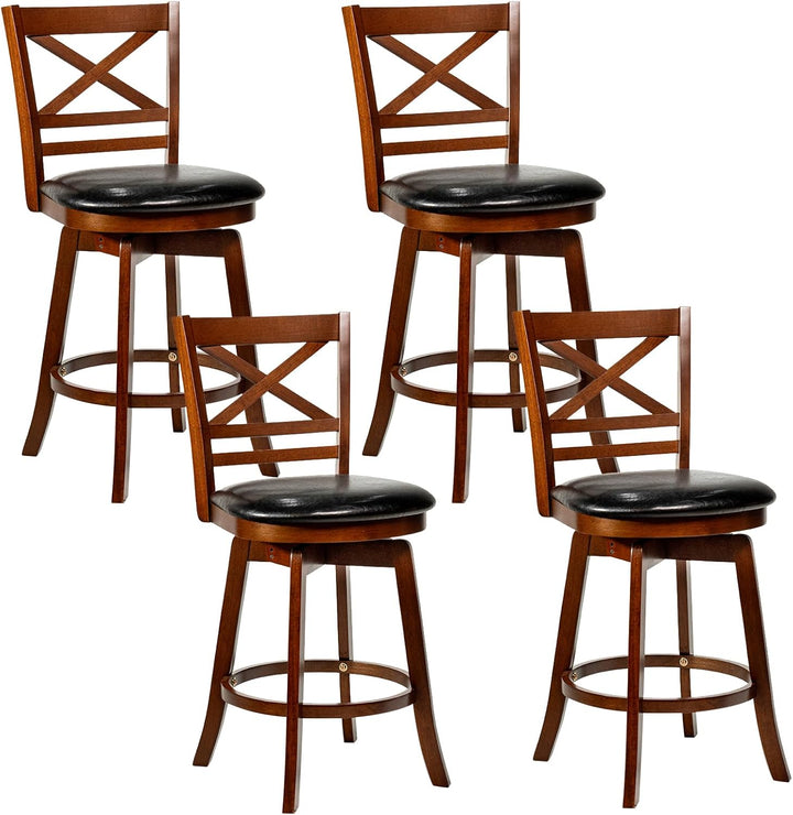 Giantex 25 Inch Swivel Bar Stools Set of 2/4 with PU Faux Leather Upholstered Seat