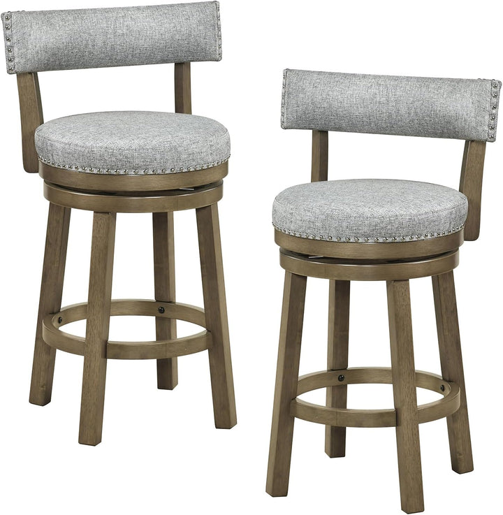 Giantex Swivel Bar Stool | 27" Counter Height Stool with Linen Fabric Upholstered Seat &amp; Back
