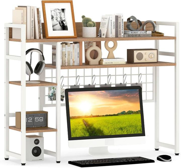 Giantex Desktop Bookshelf 37" Desk Shelf for Up to 32" Computer Monitors