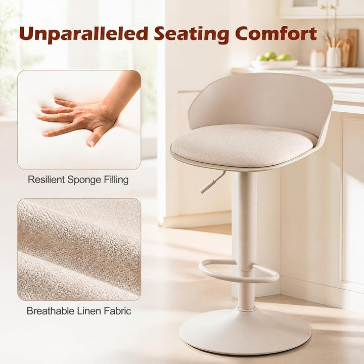 GIANTEX Swivel Bar Stools Linen Fabric Bar Chairs