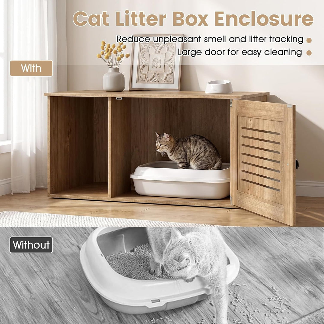 GIANTEX Cat Litter Box Enclosure Hidden Cat Cabinet Furniture