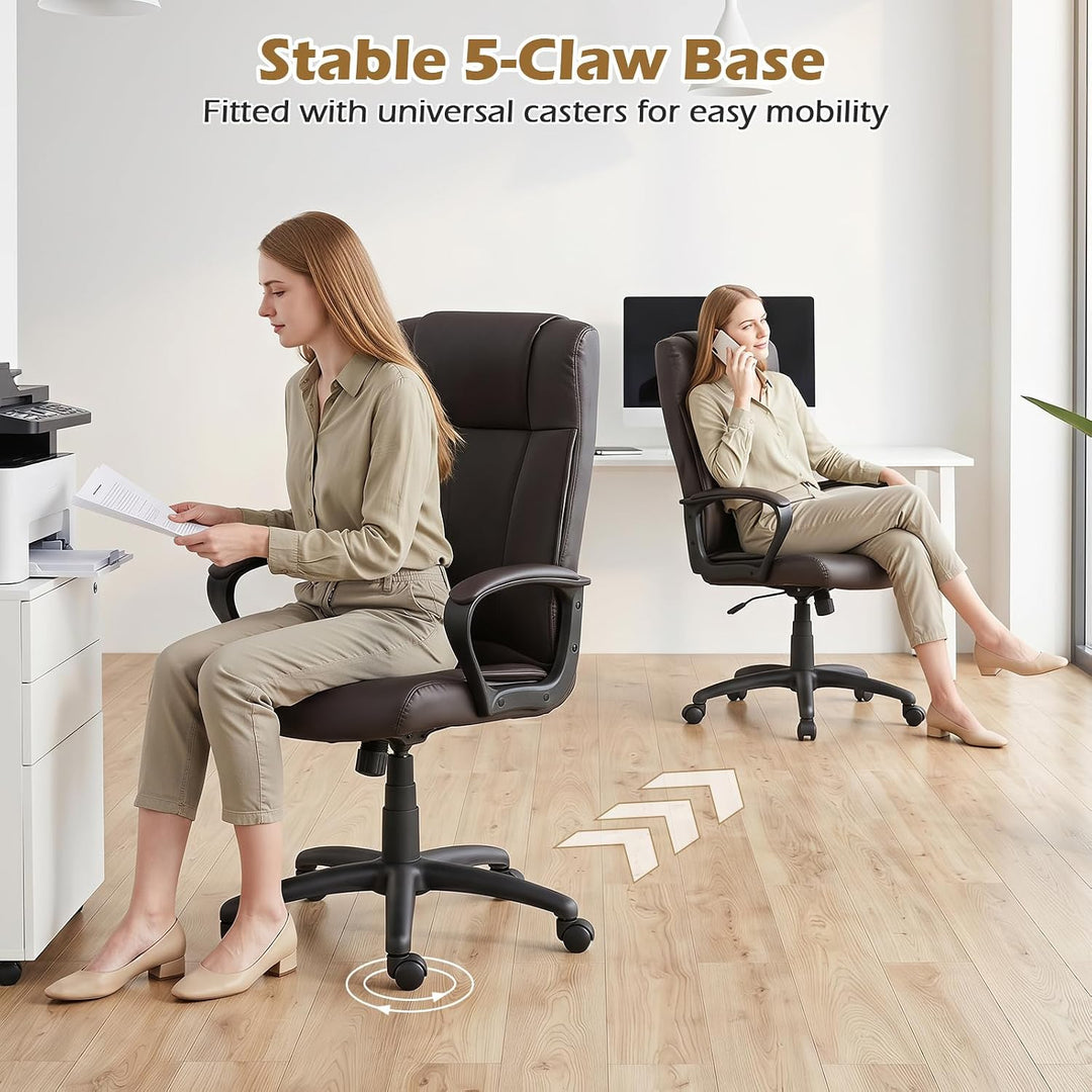 Giantex Faux Leather Office Chair Computer Desk Chair with Rocking Function