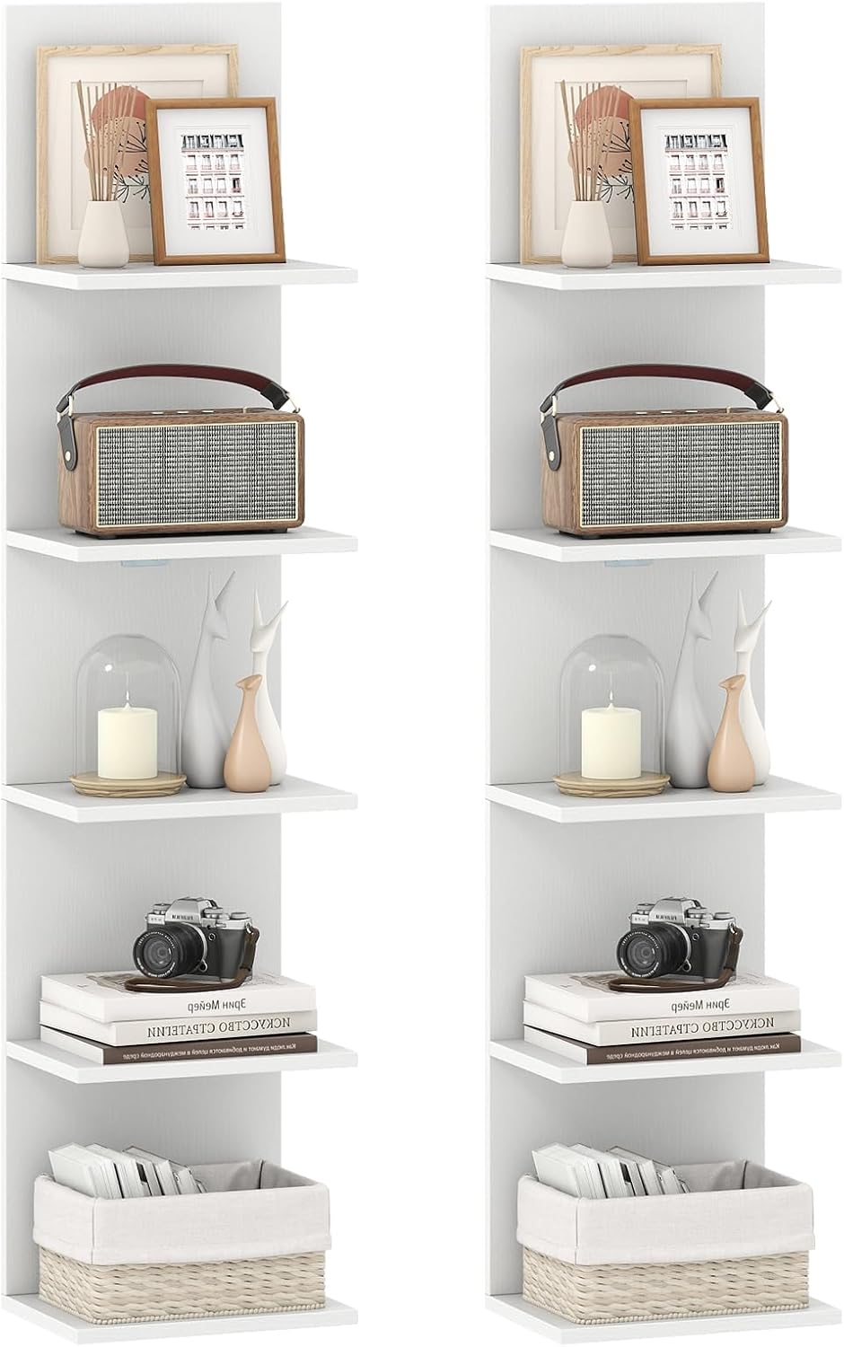 Giantex 5-Tier Wall Mounted Shelf Unit with Wood Grain