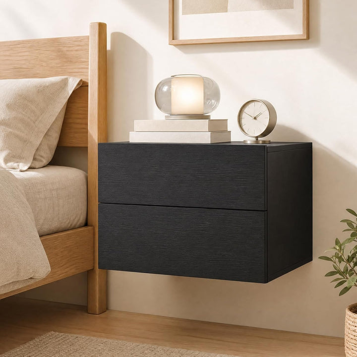 Giantex Floating Nightstand | Wall-Mounted Bedside Table with 2 Drawers (1/2)