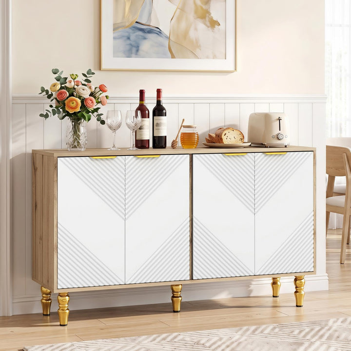 GIANTEX 47" Sideboard Buffet Cabinet with 4 Fluted Doors