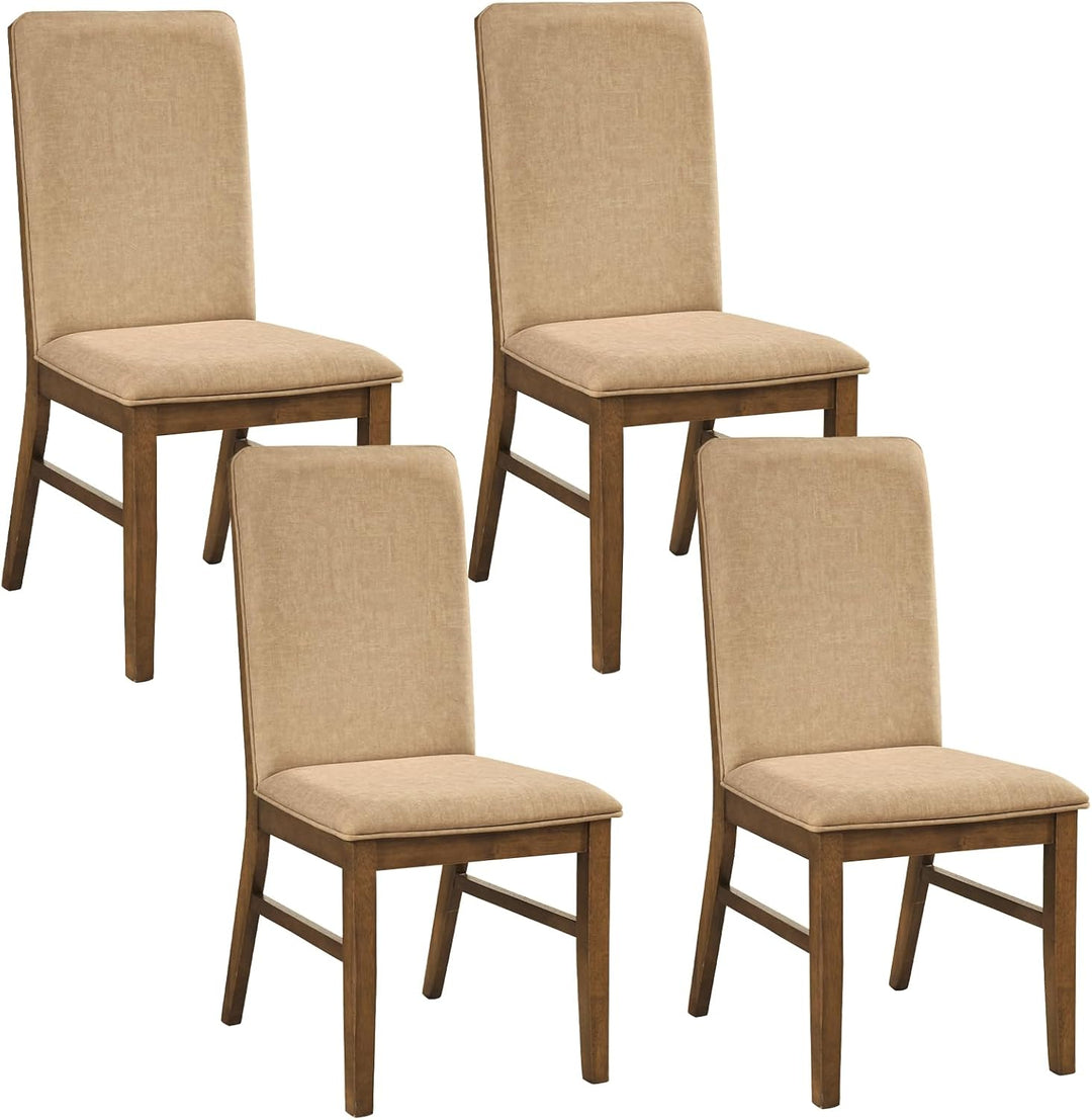 Giantex Upholstered Dining Chairs | High Back Padded Fabric Kitchen Chairs with Solid Rubber Wood Legs