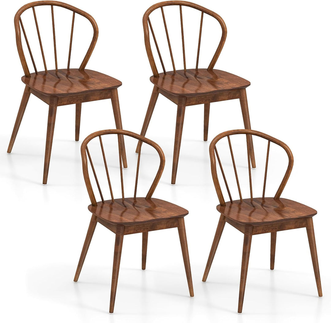 Giantex Wooden Dining Chairs Set of 2/4, Windsor Kitchen Chairs w/High Spindle Back & Rubber Wood Legs