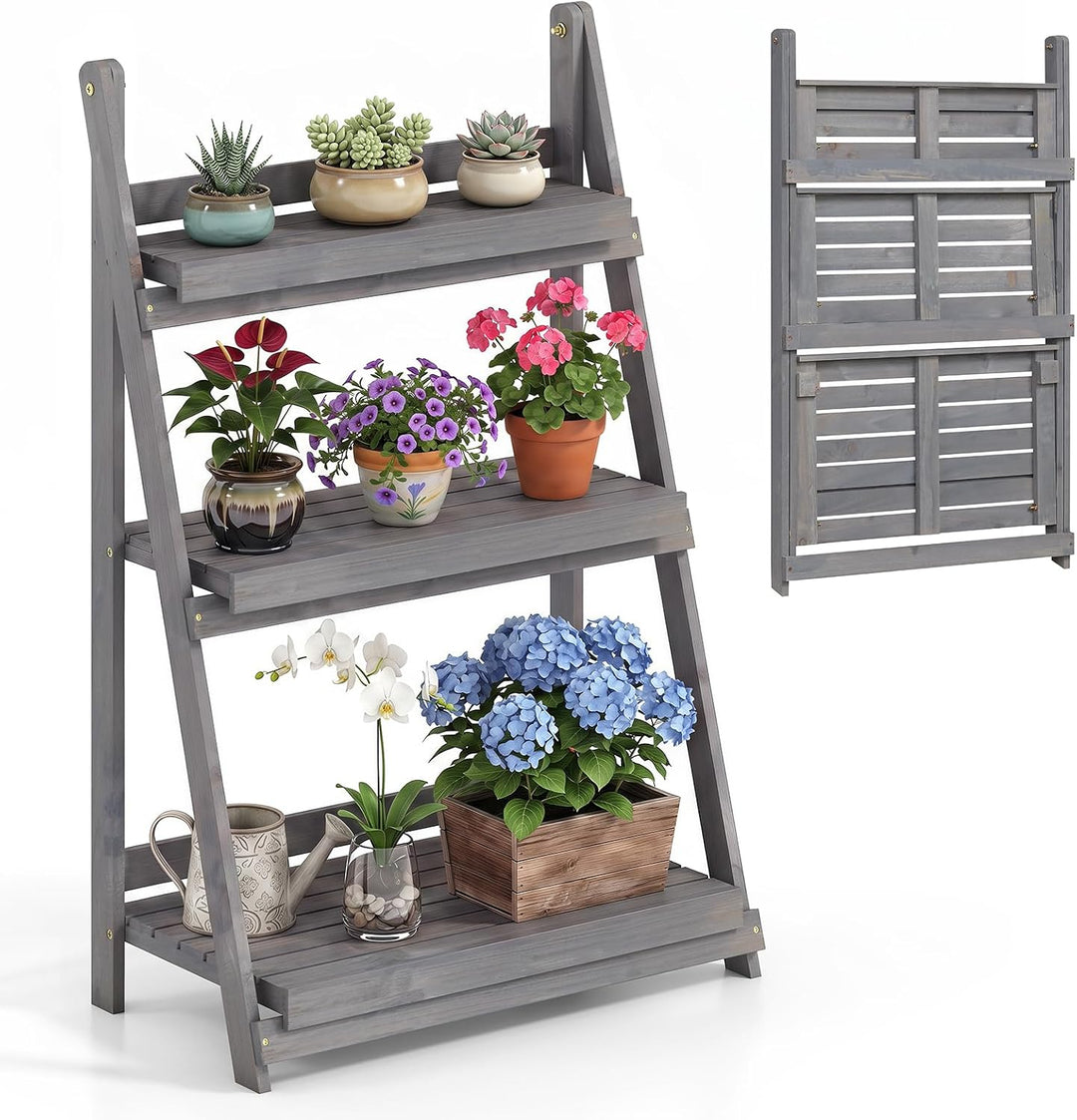 GIANTEX Foldable Wooden Plant Stand