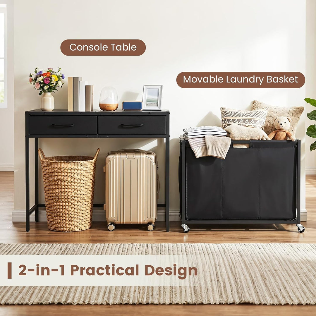 GIANTEX Pull-Out Laundry Sorter 3 Section with Wheels