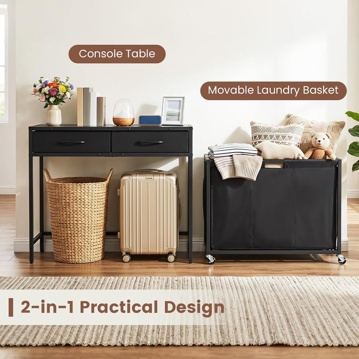GIANTEX Pull-Out Laundry Sorter 3 Section with Wheels