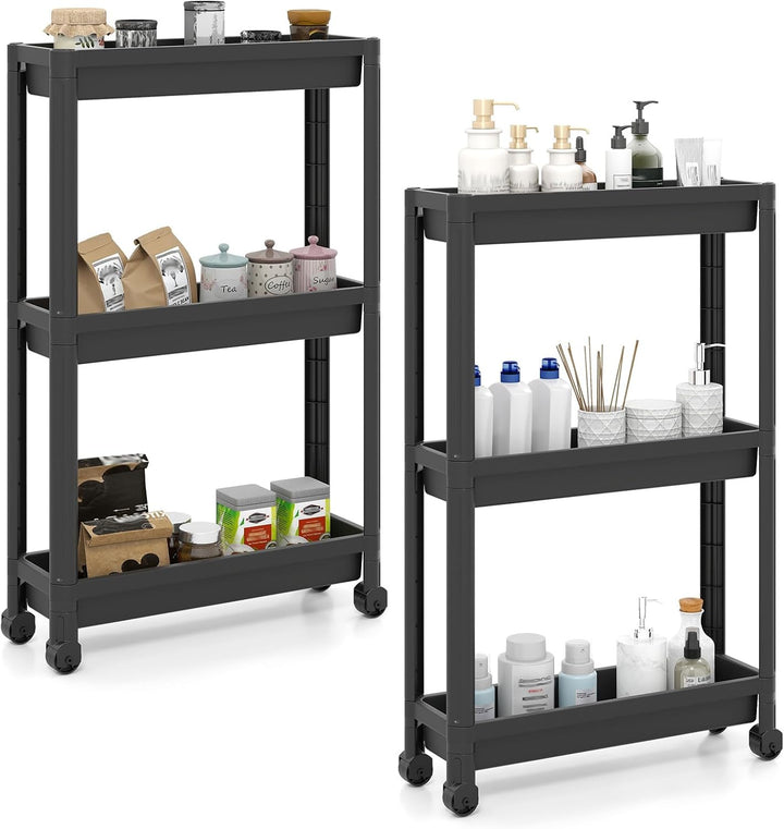 Giantex 2-Pack 3-Tier Slim Rolling Storage Cart