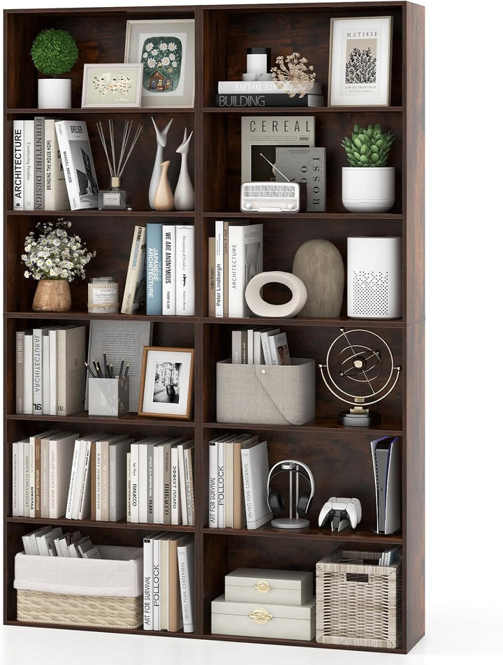 Giantex 6-Tier Bookcase, 70" Tall Wooden Bookshelf, Freestanding Storage Organizer w/Open Shelves
