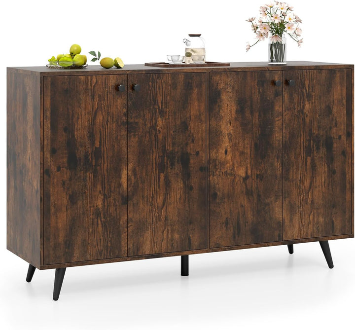 Giantex Buffet Sideboard 4-Door Storage Cabinet with 5-Position Adjustable Shelves
