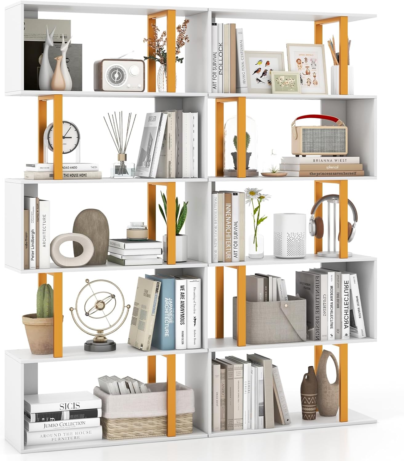 Giantex 5-Tier Geometric Bookcase Freestanding Display Shelf Rack