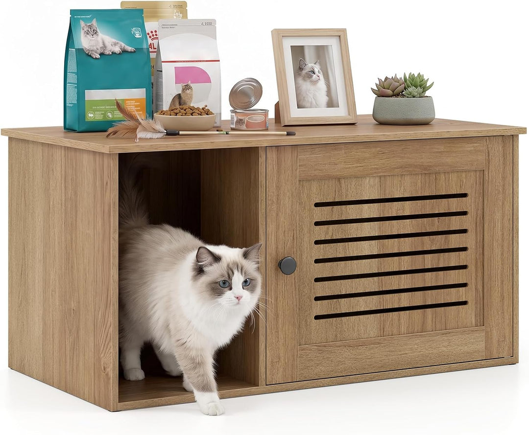 GIANTEX Cat Litter Box Enclosure Hidden Cat Cabinet Furniture