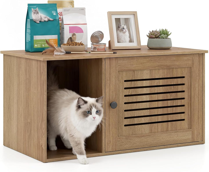 GIANTEX Cat Litter Box Enclosure Hidden Cat Cabinet Furniture