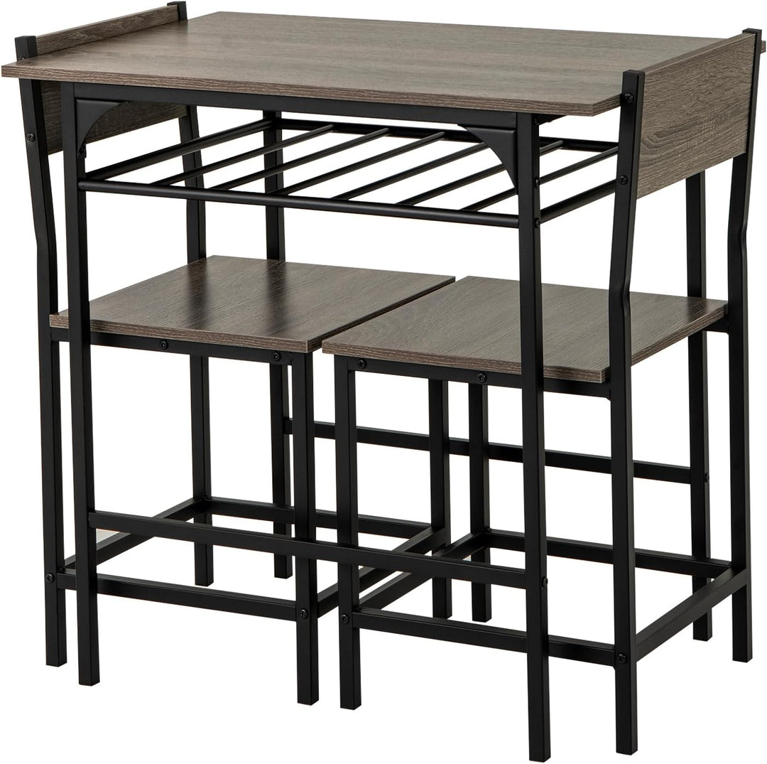 Giantex 3-Piece Dining Table Set with Wine Rack for 2 Small Space