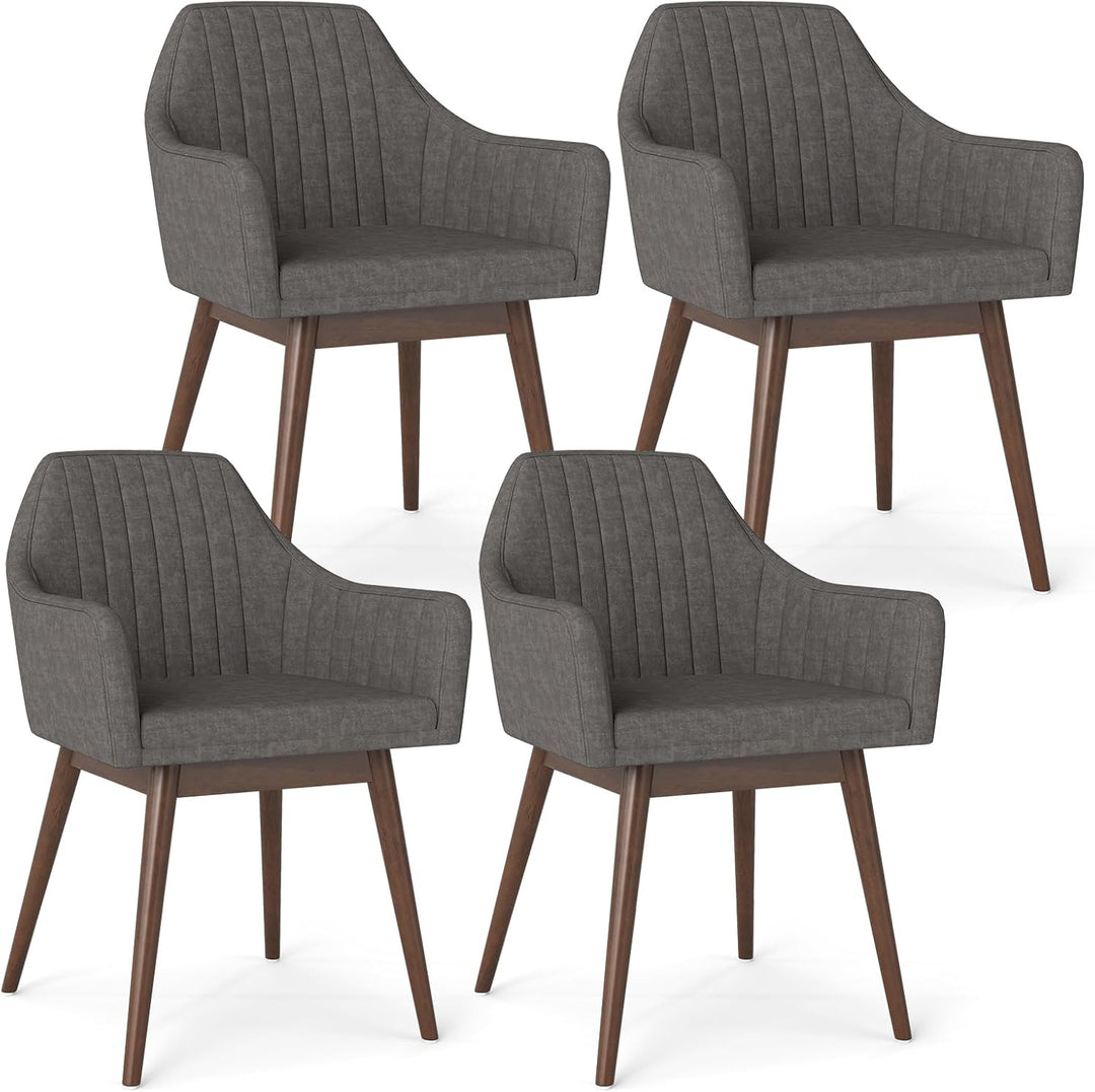 Giantex Upholstered Dining Chairs Set of 2/4 Mid Century Kitchen Chairs with Wrap-Around Backrest