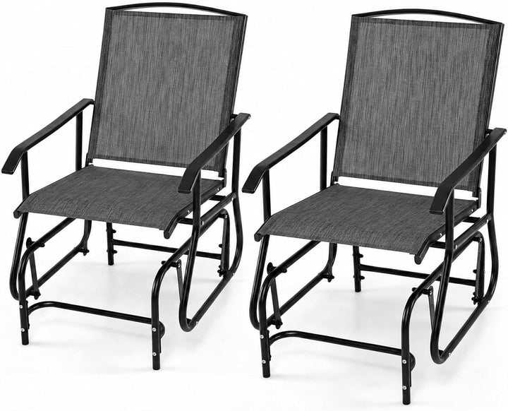 GIANTEX Outdoor Glider Chair, Patio Gliding Chair w/Metal Frame, Grey | Patio Swing Chair w/ Breathable Fabric Seat &amp; Backrest