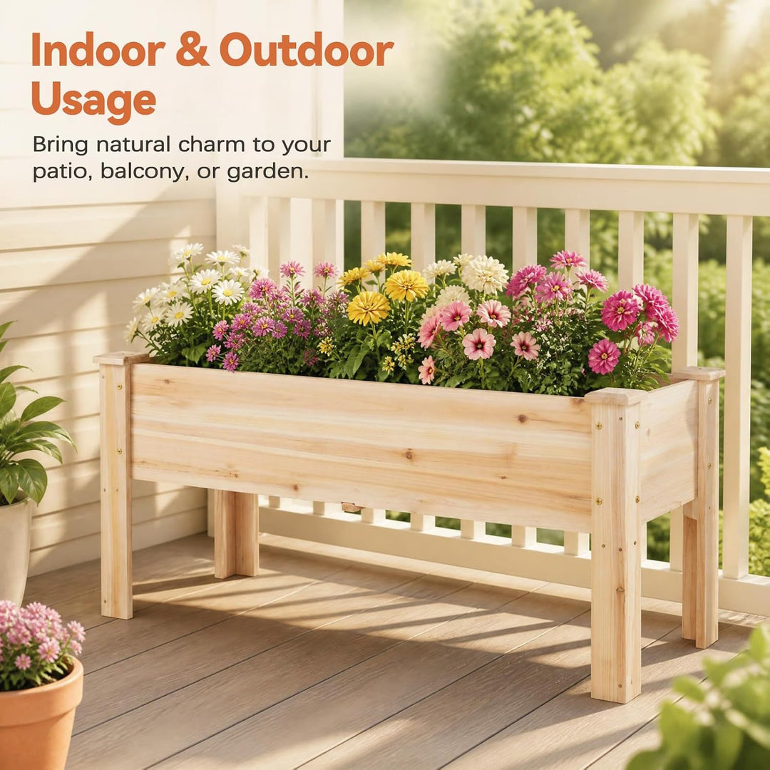 GIANTEX 47" Raised Garden Bed with Legs Elevated Fir Wood Planter