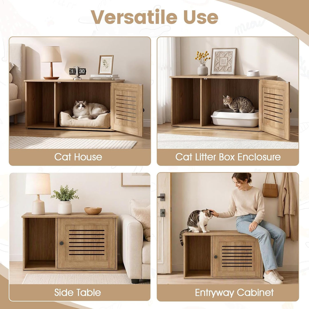 GIANTEX Cat Litter Box Enclosure Hidden Cat Cabinet Furniture