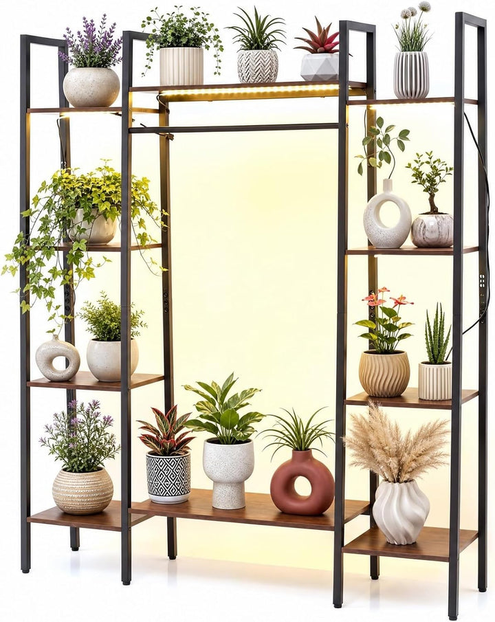 GIANTEX 10-Tier Plant Stand with LED Lights, 55.5" Tall Plant Shelf