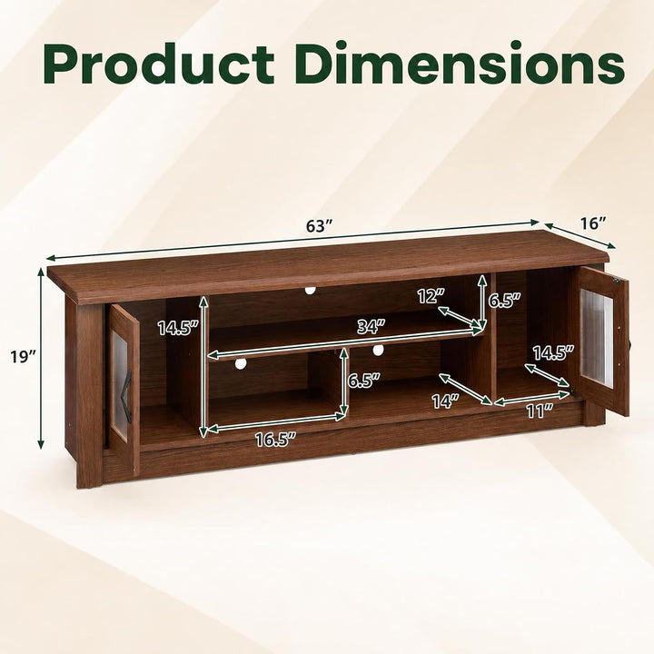 GIANTEX 63" Farmhouse TV Stand for 70 inch TV with 2 Fluted Doors