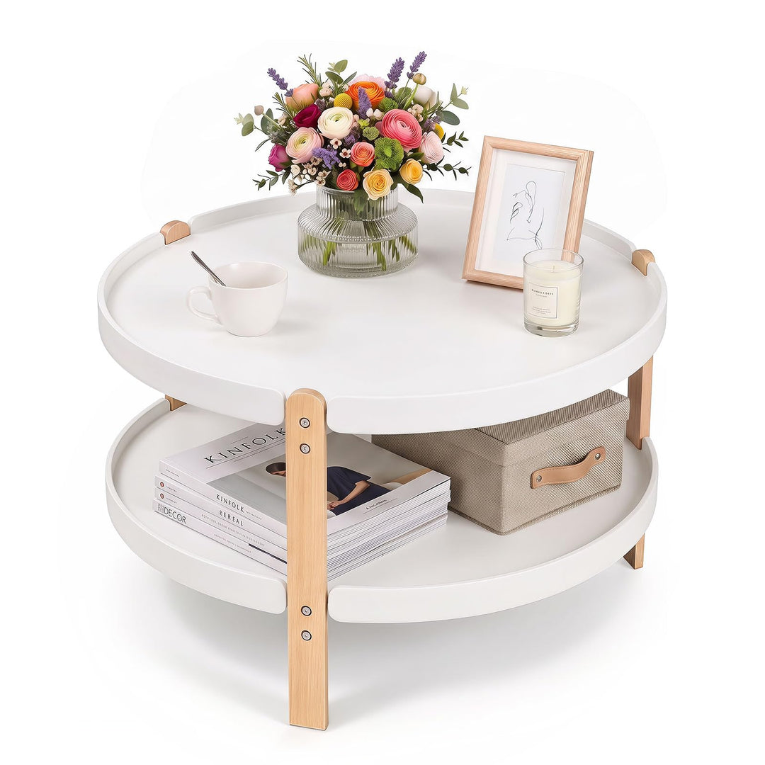 GIANTEX 2-Tier Small Coffee Table | 23.5" Center Table with Storage