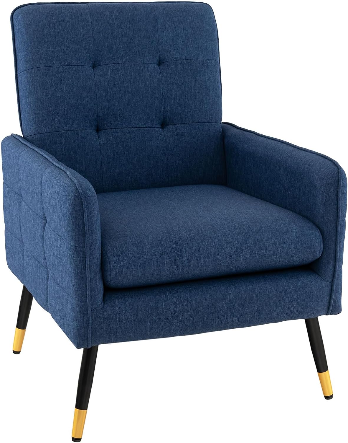 Giantex Modern Mid-Century Accent Chair - Upholstered Armchair with Tufted Back, Metal Legs