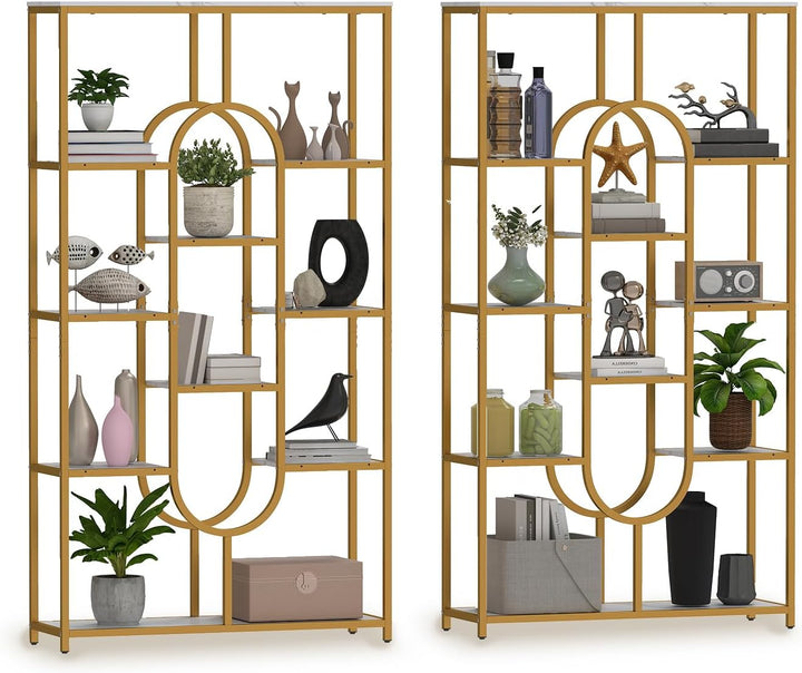 Giantex 5-Tier Bookshelf 69" Tall Geometric Bookcase w/ 10 Open Shelves