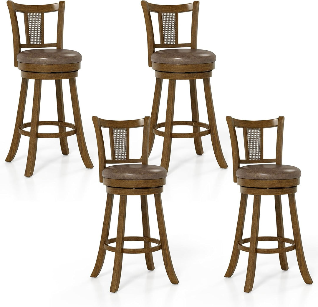 Giantex 30" Upholstered Leathaire Farmhouse Barstools for Kitchen Island Dining Room Pub