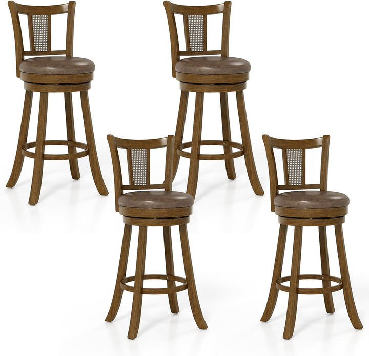 Giantex 30" Upholstered Leathaire Farmhouse Barstools for Kitchen Island Dining Room Pub