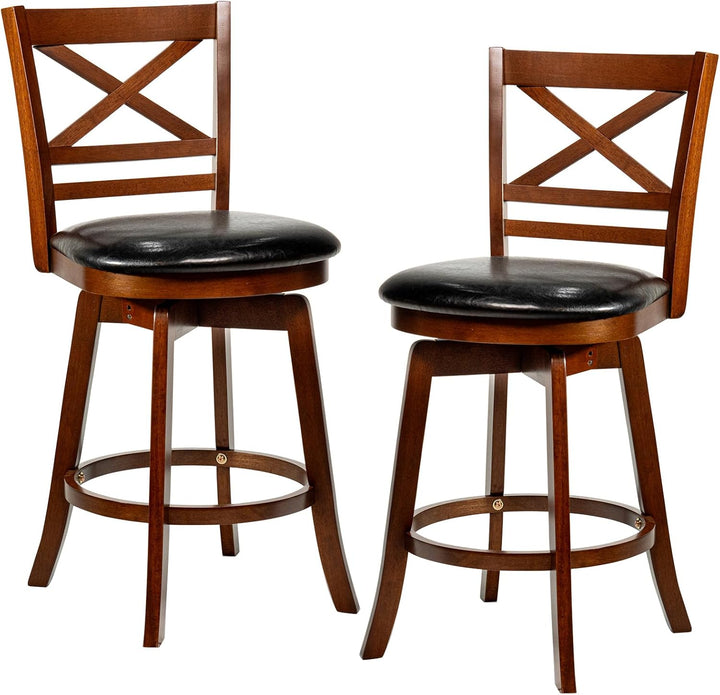 Giantex 25 Inch Swivel Bar Stools Set of 2/4 with PU Faux Leather Upholstered Seat