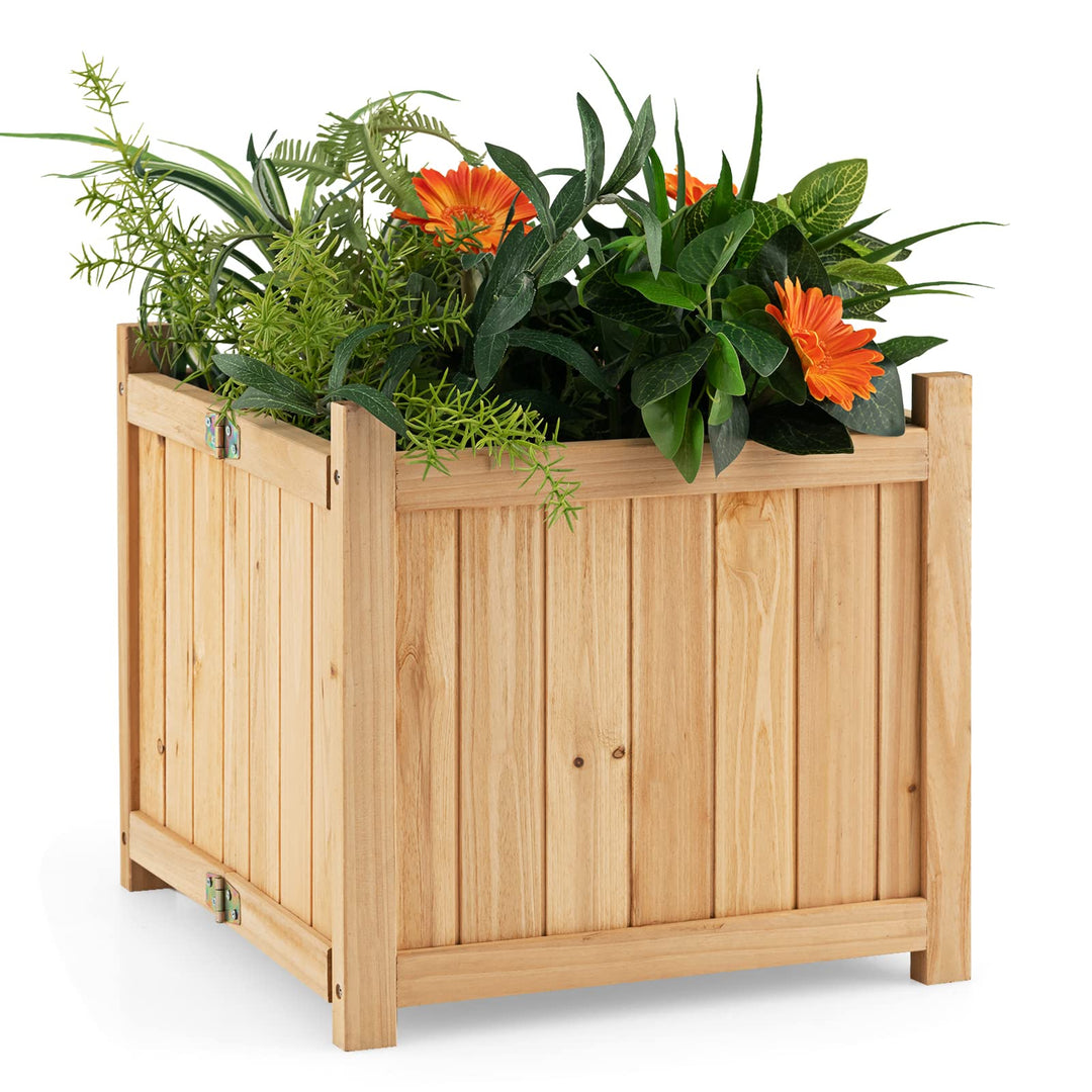 Giantex Planter Raised Garden Bed - Wooden Planting Box, Outdoor Folding Square Planter