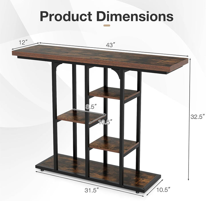 GIANTEX 43" Console Table with Storage Shelves