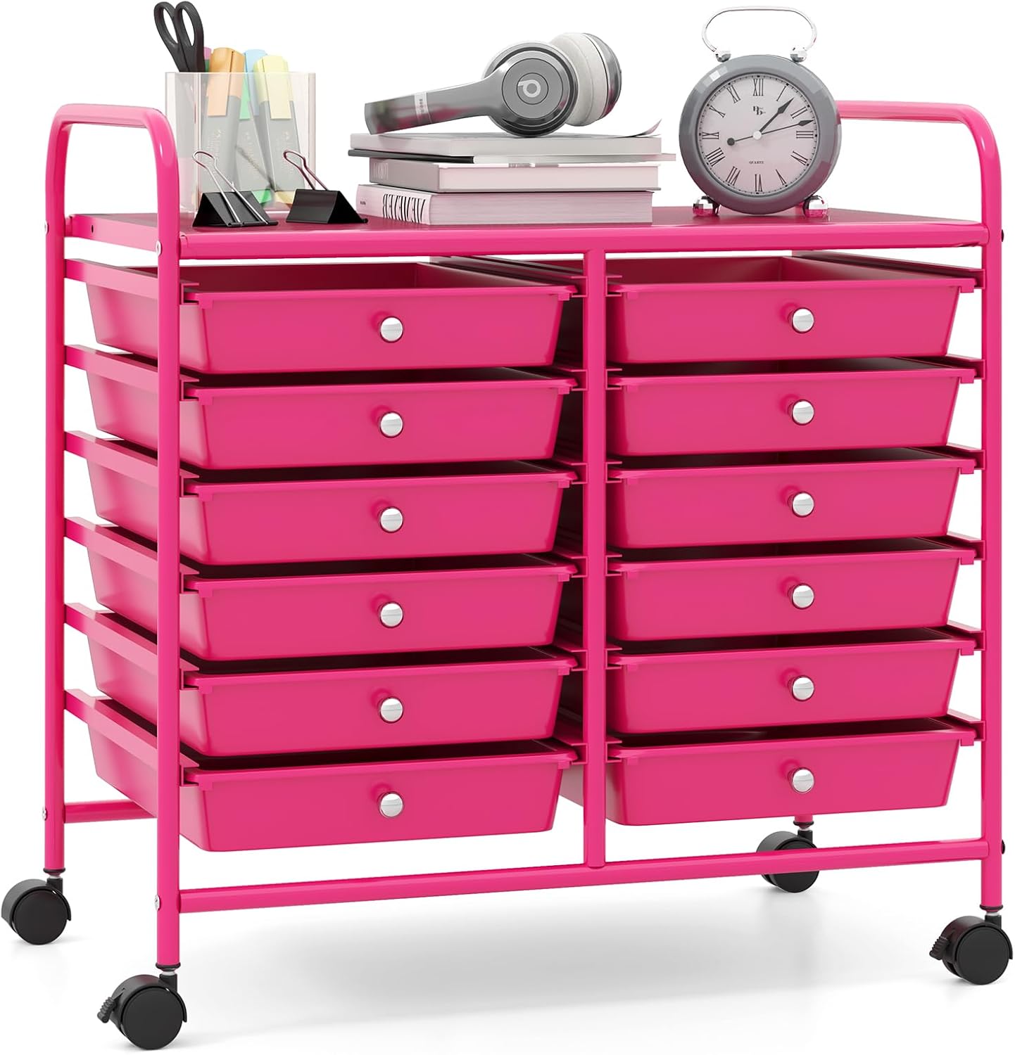 12 Drawers Rolling Cart for Office School Supplies - 25” x 15” x 24.5”