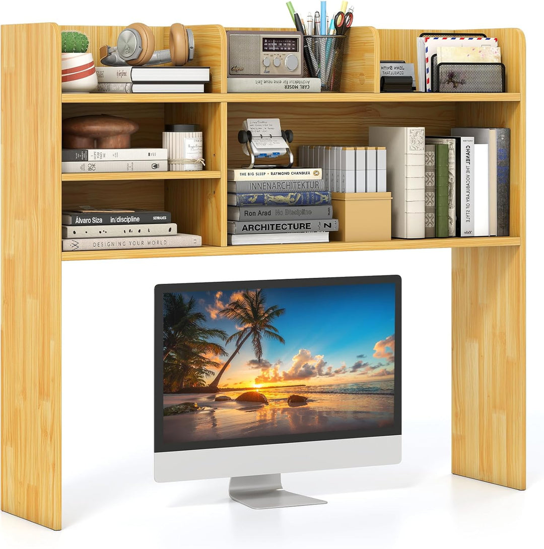 Giantex Desktop Bookshelf, 37" Desk Hutch Dorm for Computer Up to 32 Inch