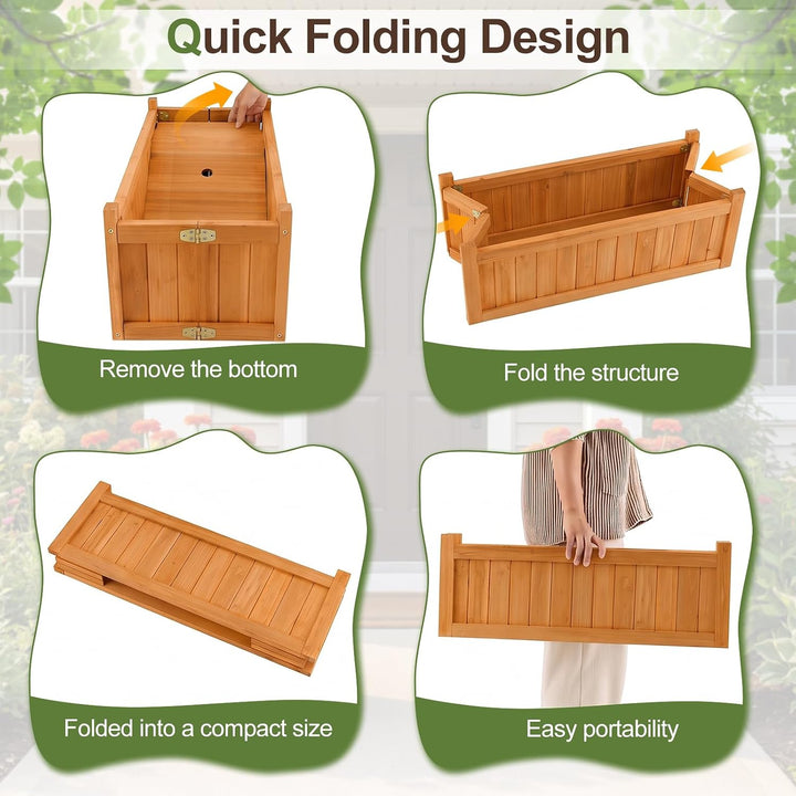 GIANTEX 27.5" Wooden Planter Box Folding Raised Garden Bed