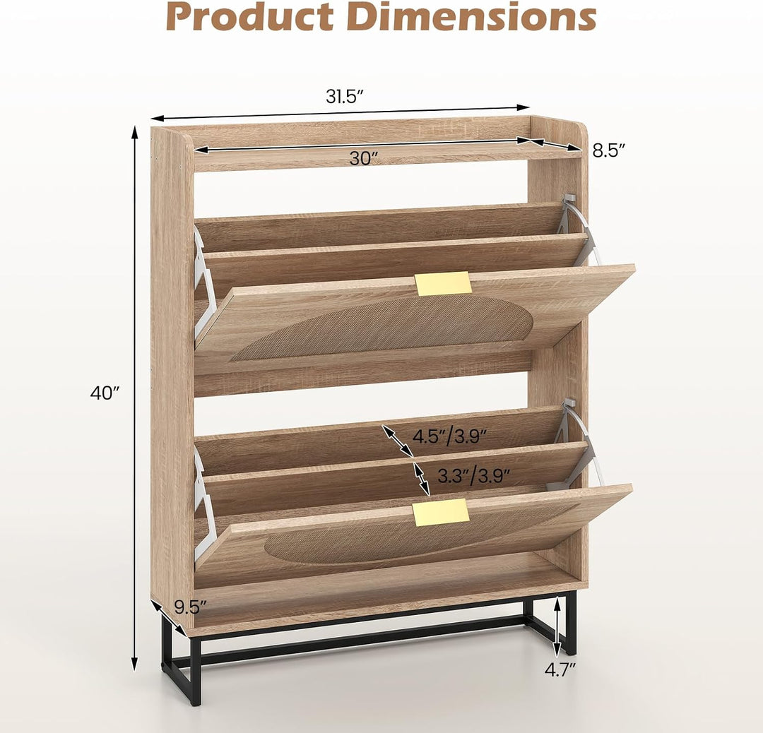 Giantex Narrow Shoe Storage Cabinet with 2 Flip Drawers