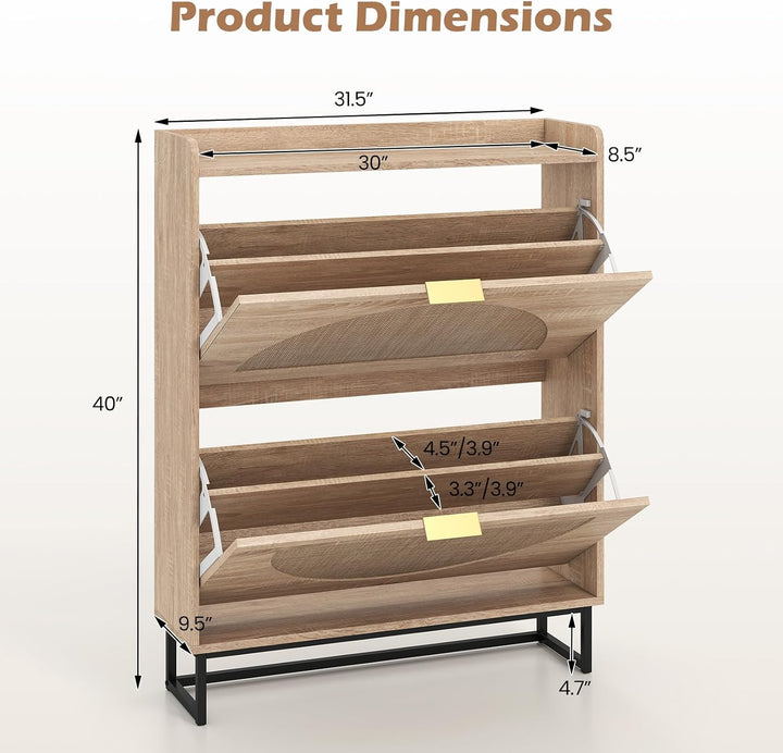 Giantex Narrow Shoe Storage Cabinet with 2 Flip Drawers
