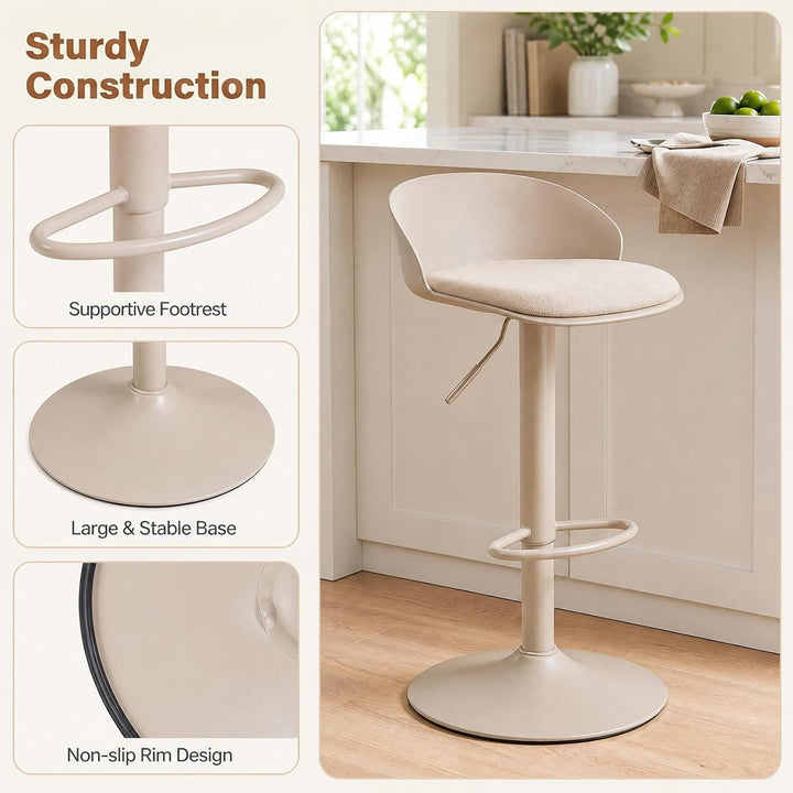 GIANTEX Swivel Bar Stools Linen Fabric Bar Chairs