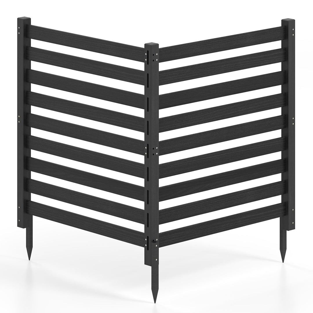 GIANTEX 42" No-Dig Slatted Outdoor Wood Privacy Screen (2/3/4)