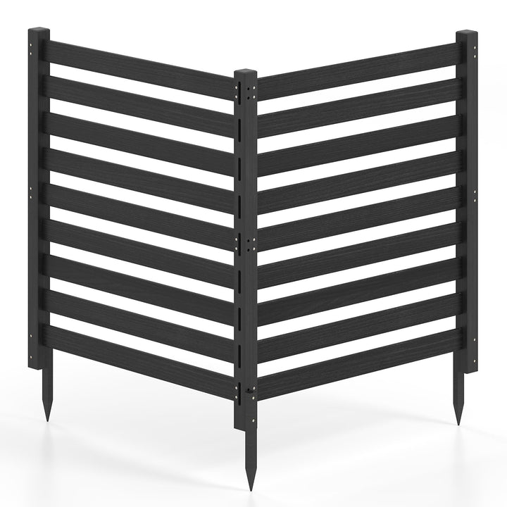 GIANTEX 42" No-Dig Slatted Outdoor Wood Privacy Screen (2/3/4)